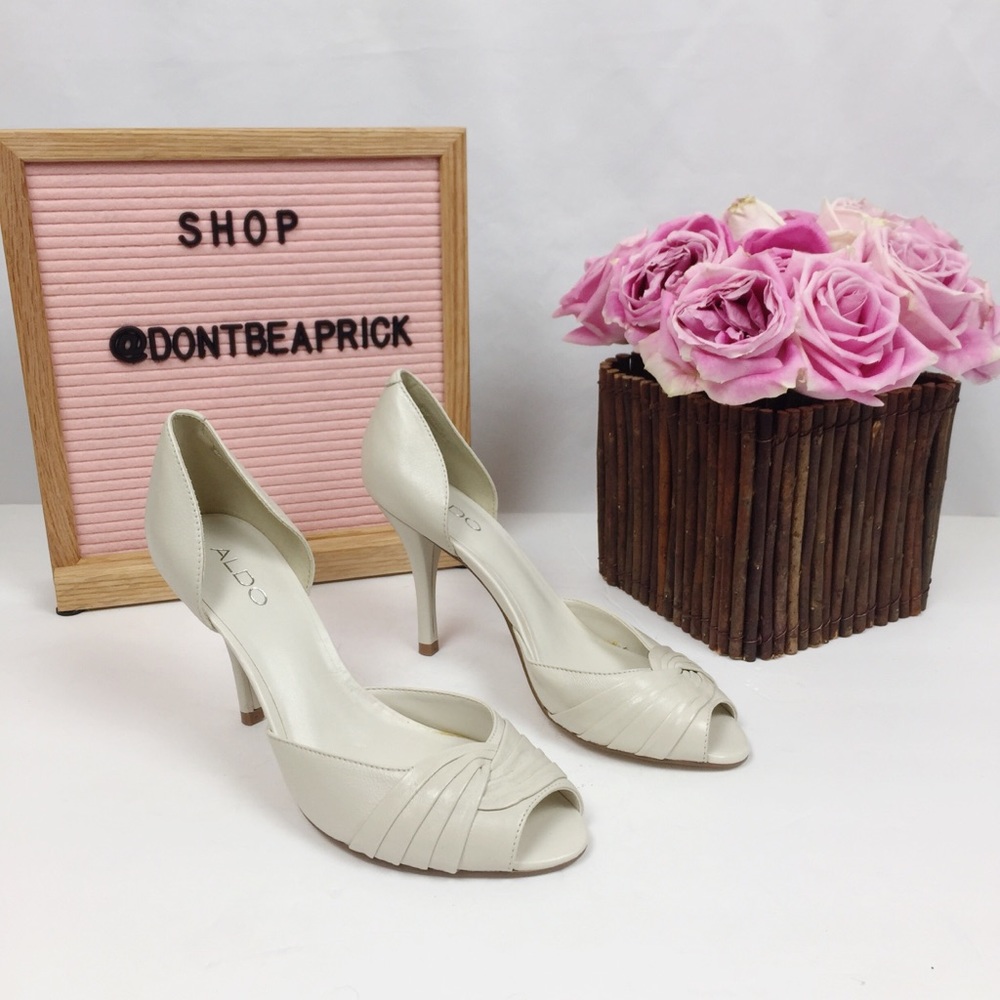 Aldo Cream Peep Toe Heels